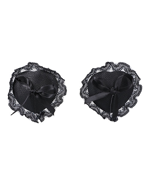 Doc Johnson 5001-02-BG Lace Nipple Pasties, Black Vegan Leather