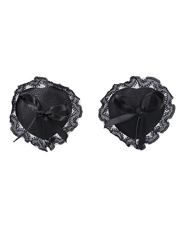 Doc Johnson 5001-02-BG Lace Nipple Pasties, Black Vegan Leather