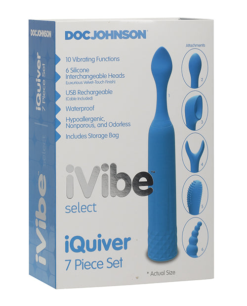 Doc Johnson 6026-11-BX iQuiver Petite Vibrator Set, 7 Piece, Blue