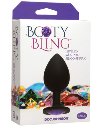 Doc Johnson 7017-04-BX Booty Bling Large Vibrating Plug, Purple Silicone