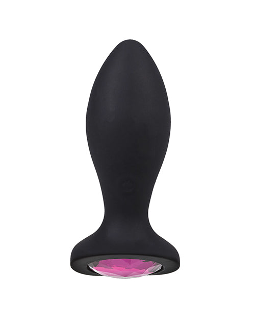 Doc Johnson Movement Bling Jeweled Vibrating Silicone Plug, Black and Pink, 3 in.