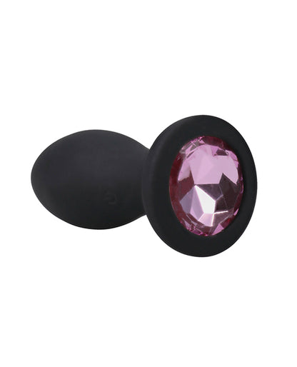 Doc Johnson Movement Bling Jeweled Vibrating Silicone Plug, Black and Pink, 3 in.