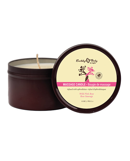 Earthly Body HSBNAC032 at Night Candle - Wild Pink Rose, 6 oz