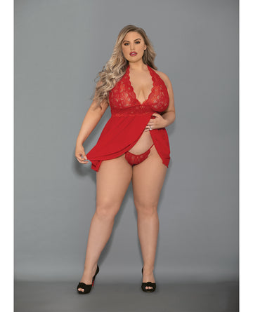 Escante Euphoria Shorty Babydoll Set, Red Queen Size