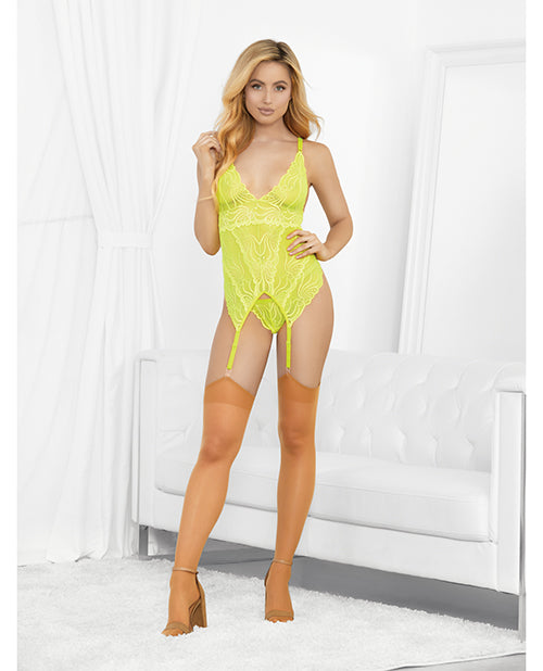 Escante, Inc 37724H N. LME LG Neons Bustier Set, Neon Lime C/D Cup