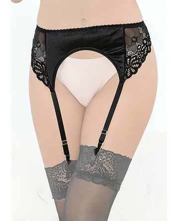 Escante 72153G BLK MD Satin & Lace Garterbelt, Black Medium