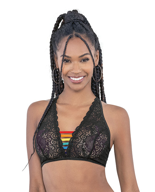 Escante Pride Lace Rainbow Strappy Top, Black One Size