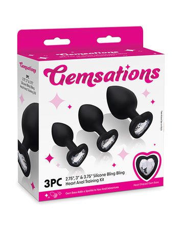 Electric eel inc. GEM-005 Heart Butt Plug Training Set, 3-Piece, Silicone