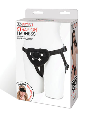Electric Lux Fetish Neoprene Strap-On Harness, Black, Fits Hips Up to 60 Inches