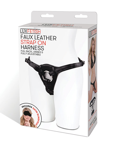 Lux Fetish Patent Leather Strap On Harness, Black – Adjustable up to 60" Hips