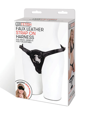 Lux Fetish Patent Leather Strap On Harness, Black – Adjustable up to 60" Hips