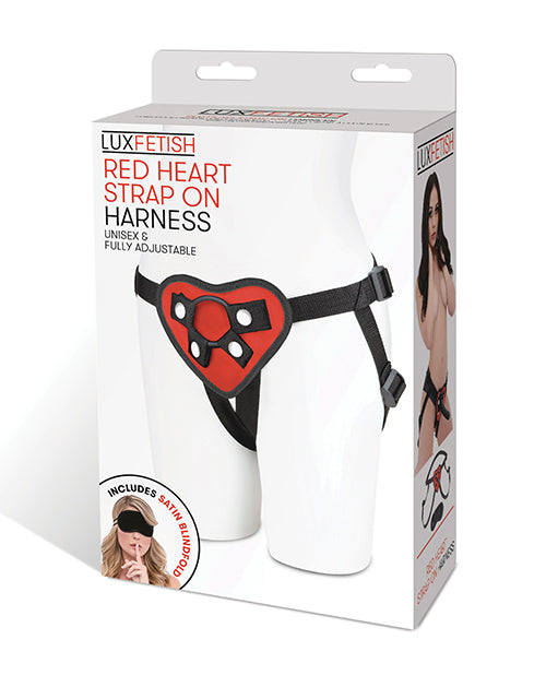 Lux Fetish Red Heart Strap-On Harness Set, Adjustable with Holder Rings