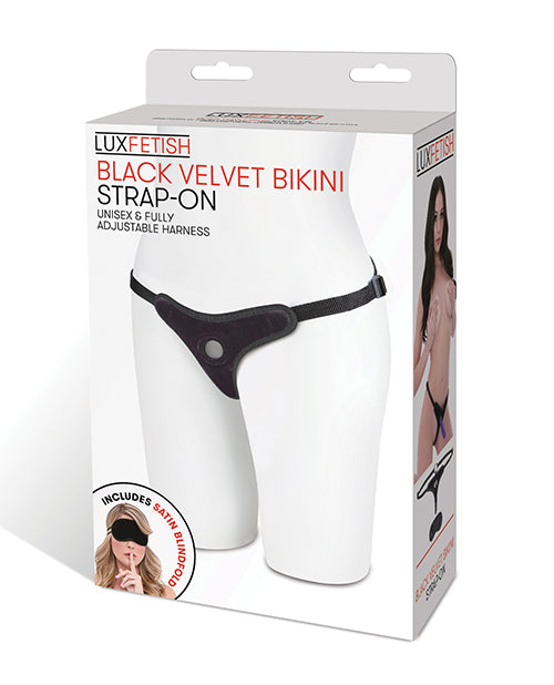 Lux Fetish Velvet Bikini Strap-On Harness, Adjustable with 2-Inch O-Ring