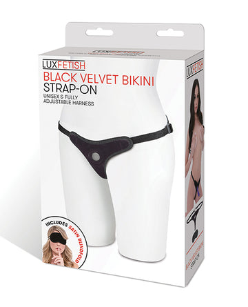 Lux Fetish Velvet Bikini Strap-On Harness, Adjustable with 2-Inch O-Ring
