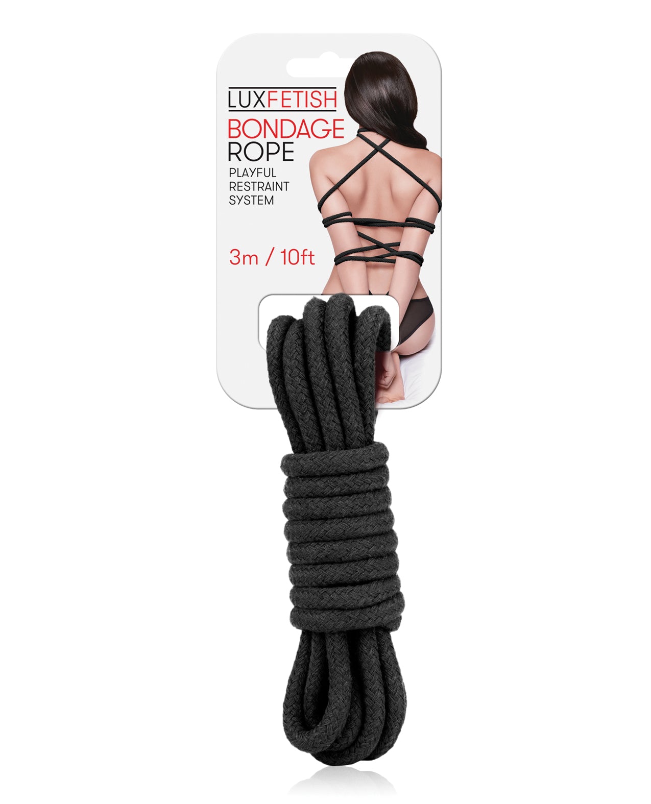 Electric LF5100-BLK Lux Fetish Bondage Rope, 10 ft Cotton Black