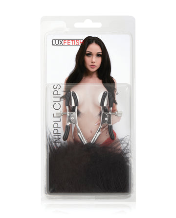 Electric LF5208 Lux Fetish Feather Nipple Clips, Black Metal