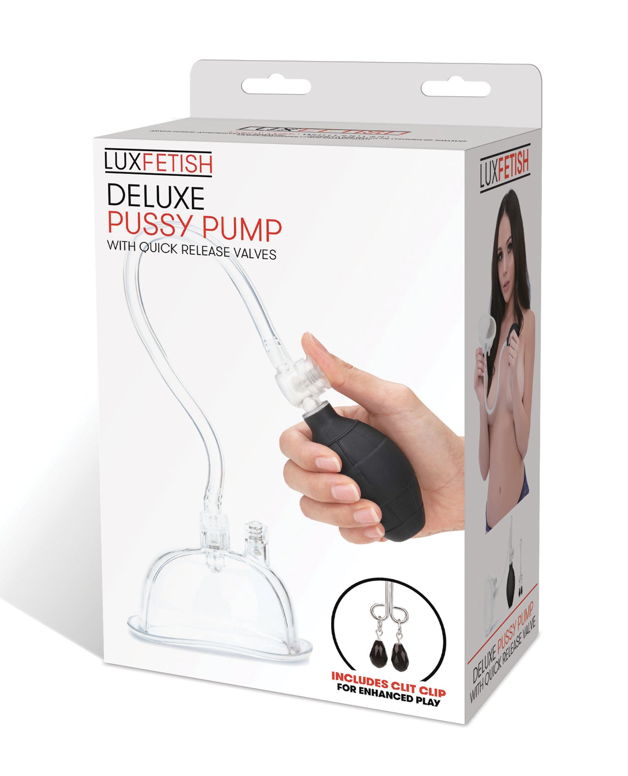 Lux Fetish Deluxe Pussy Pump with Quick Release Valves, Clear Acrylic