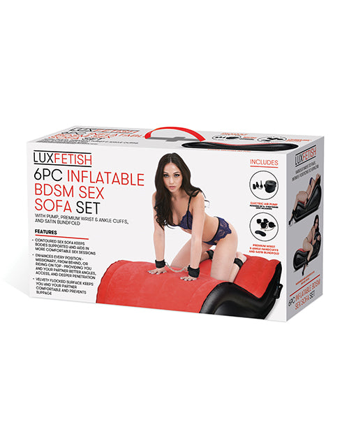 Electric Lux Fetish 6 pc Inflatable BDSM Sofa Set, Red/Black