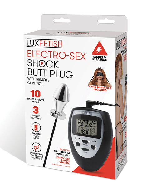 Electric Lux Fetish Electro Sex Shock Butt Plug with Remote, 10 Speeds