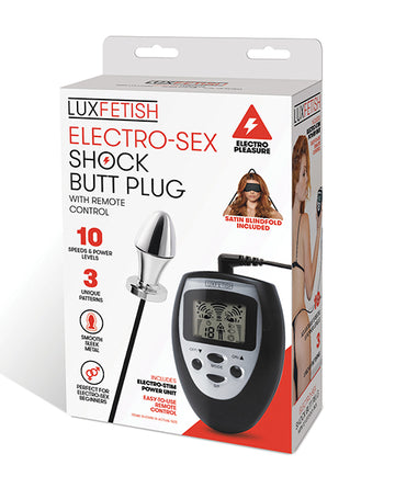 Electric Lux Fetish Electro Sex Shock Butt Plug with Remote, 10 Speeds
