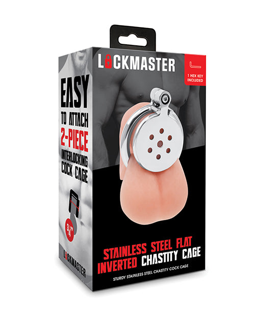 Electric Eel Lockmaster Stainless Steel Flat Inverted Chastity Cage, 2.0" x 2.0"