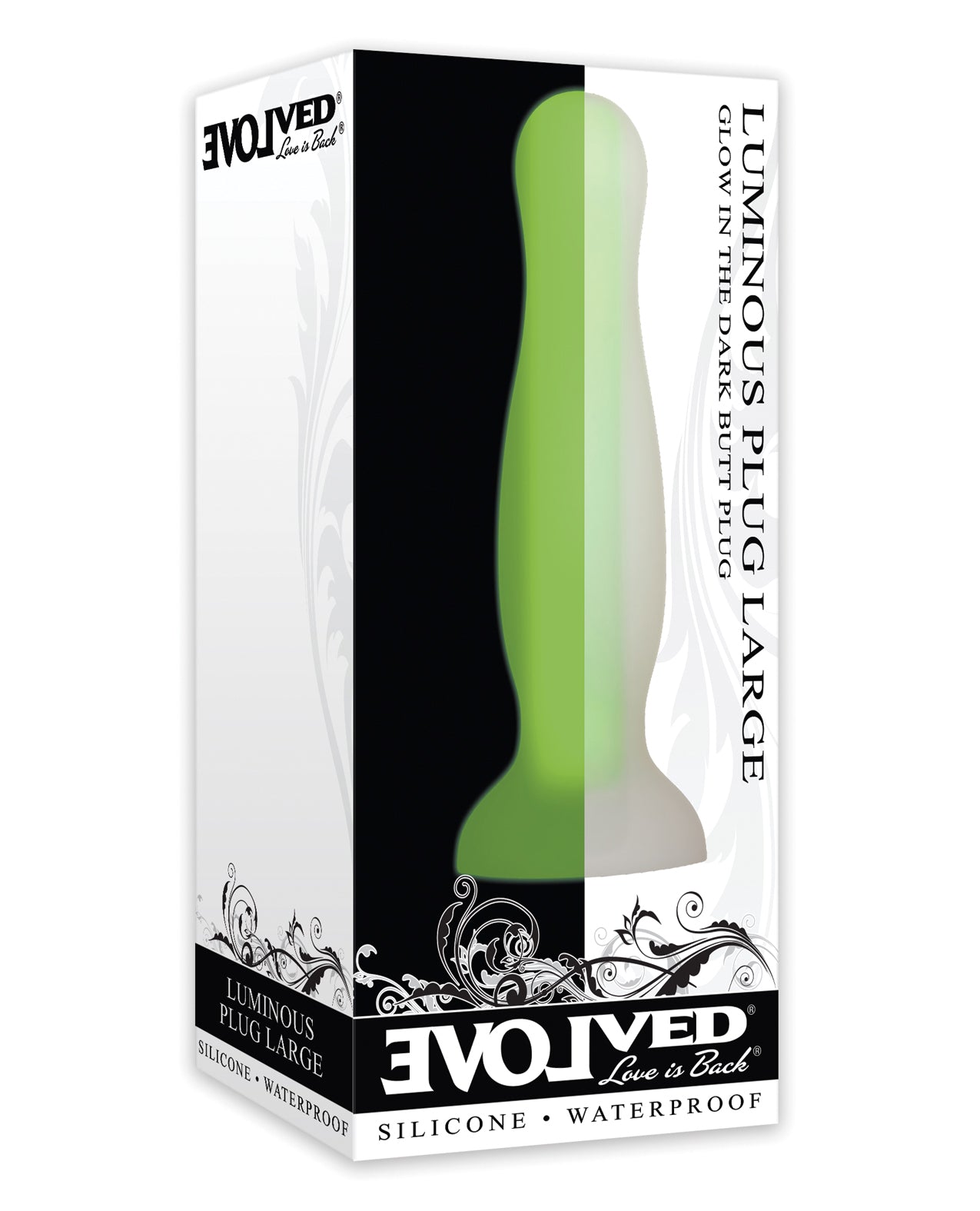 Evolved EN-BP-5187-2 Anal Plug Large - Green, Silicone, Glow-in-the-Dark