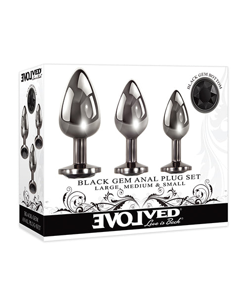Evolved EN-BP-8577-2 Black Gem Anal Plug Set, ABS/Aluminum, Various Sizes