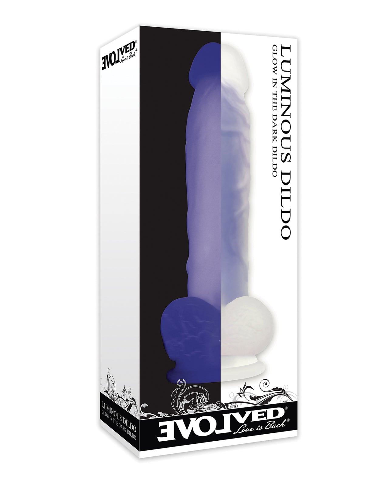 Evolved EN-DD-2261-2 Luminous Dildo Non Vibrating, Purple Silicone
