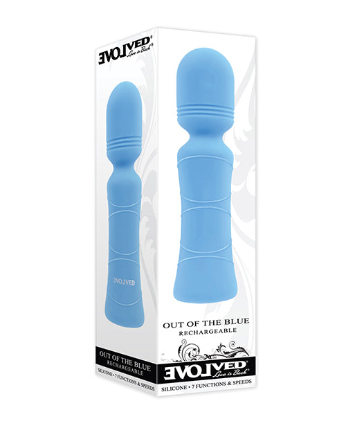 Evolved Out of The Blue Vibrating Mini Wand, 7-Speed Silicone – Blue