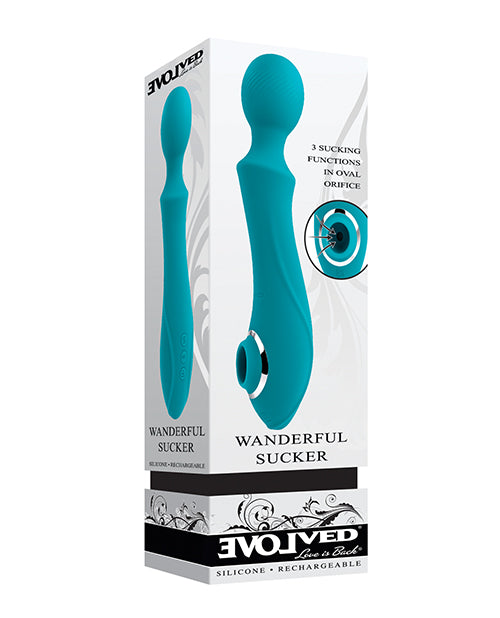 Evolved EN-RS-3007-2 Wanderful Vibrating Wand and Suction Toy, Teal