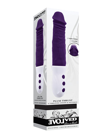 Evolved Novelties Plum Thrust Realistic Shaft Vibrator, Purple - 5-Year Warranty