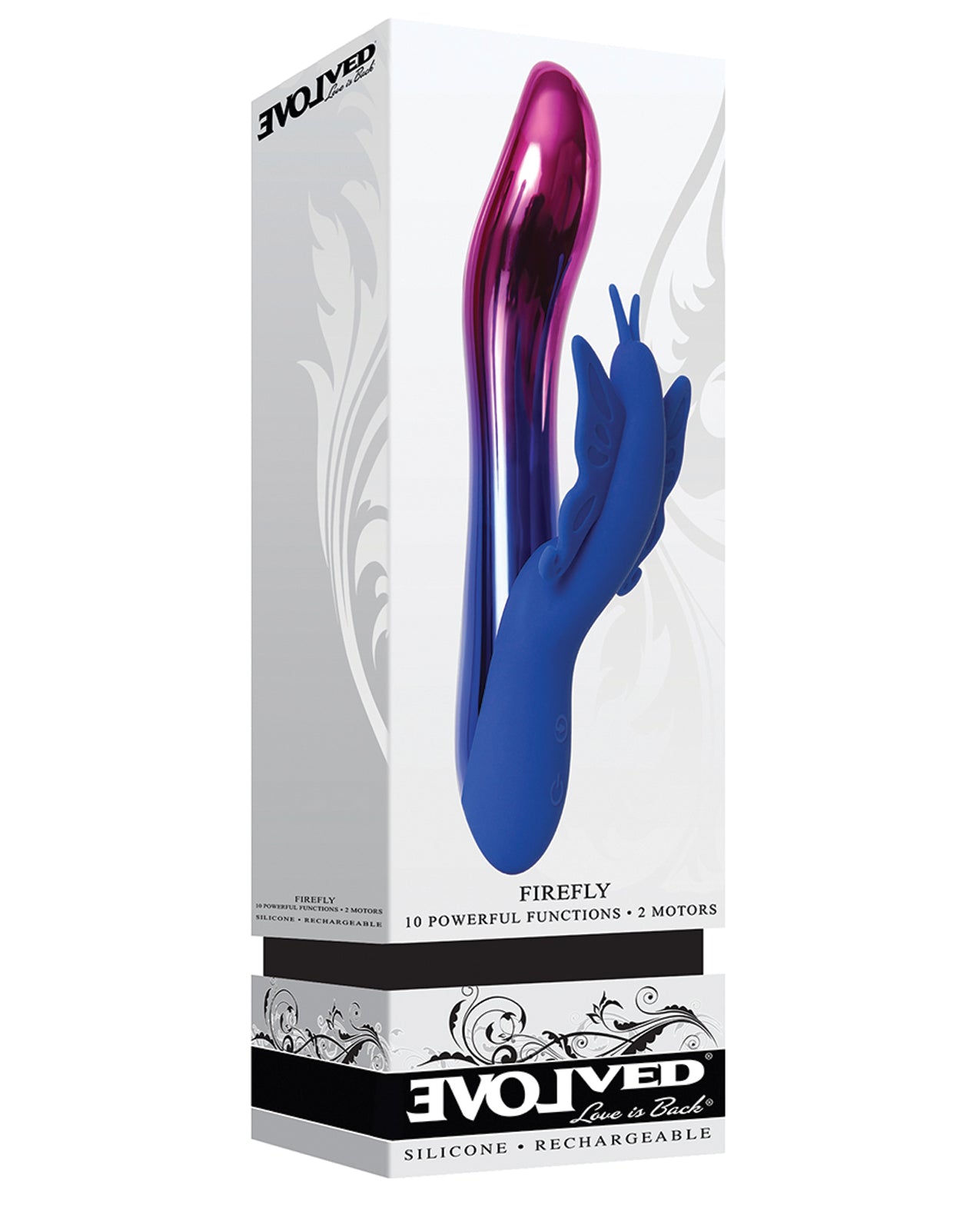 Evolved EN-RS-3985-2 Firefly Dual Stim Vibrator, Blue, Glows