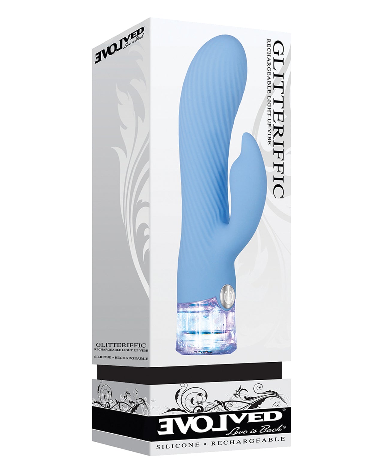 Evolved EN-RS-4364-2 Glitteriffic Vibrating Toy, Blue, Submersible