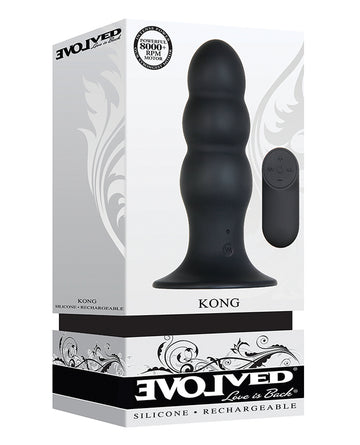 Evolved EN-RS-4432-2 Kong Rechargeable Anal Plug, Black, Silicone
