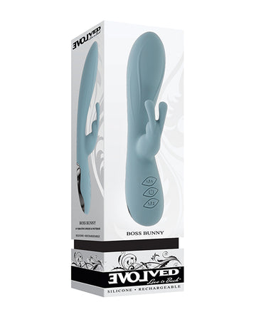 Evolved Novelties Boss Bunny Rabbit Vibrator, Light Blue
