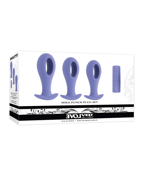 Evolved Novelties Hole Punch Anal Plug Set, 3-Piece, Purple, Silicone