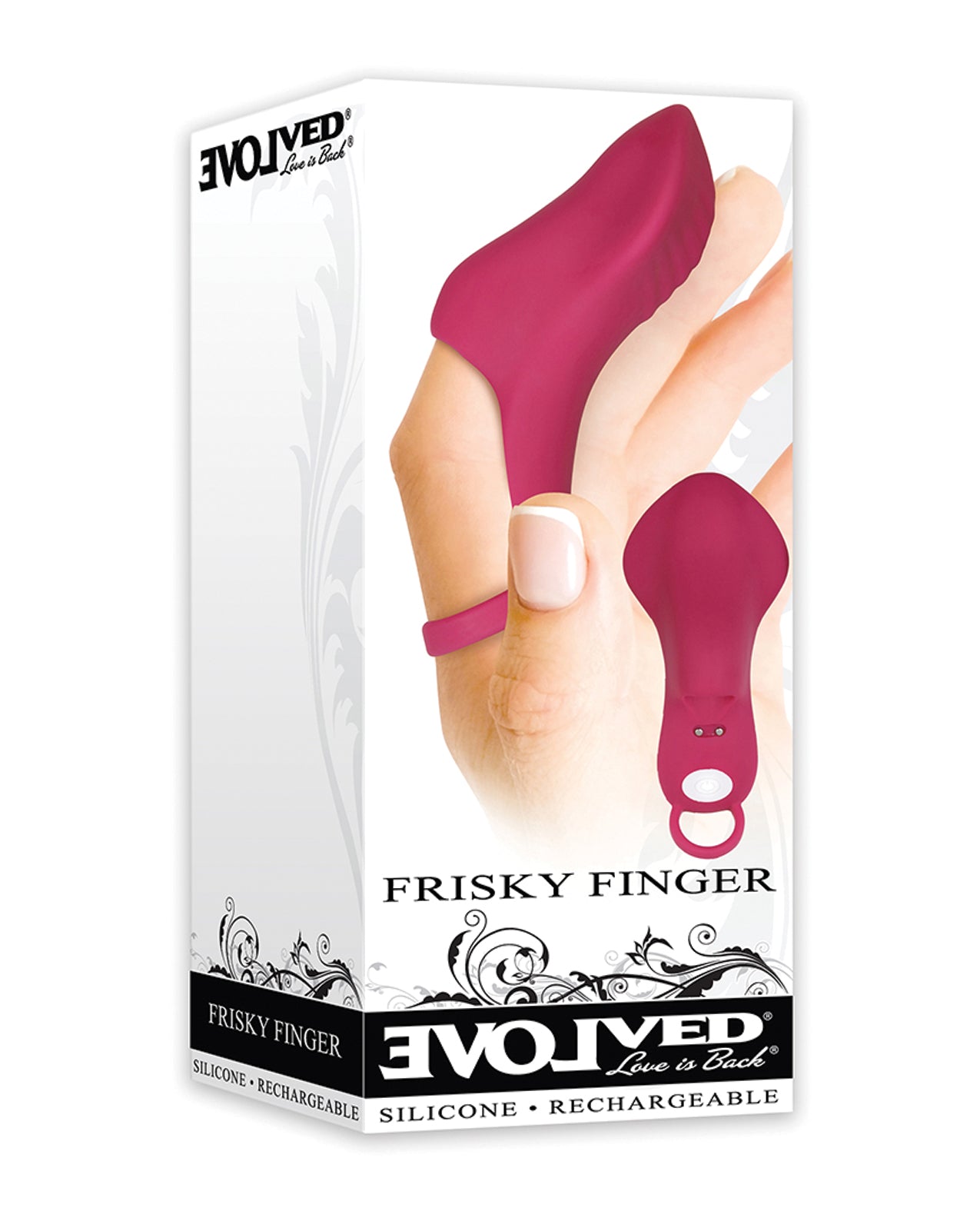 Evolved EN-RS-5125-2 Frisky Finger Vibrator, Burgundy Silicone