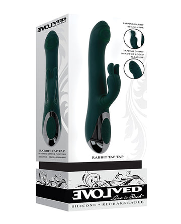 Evolved Novelties Rabbit Tap Tap Vibrator, Green, Waterproof, USB Rechargeable