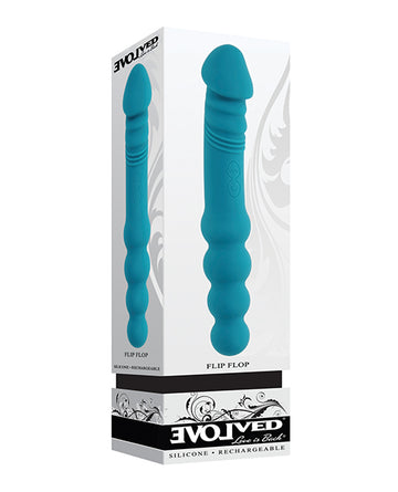Evolved Flip Flop Dual-Sided Vibrator, Teal, Waterproof