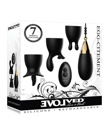 Evolved Egg Citement Rechargeable Bullet, Black/Gold, 7 Speeds