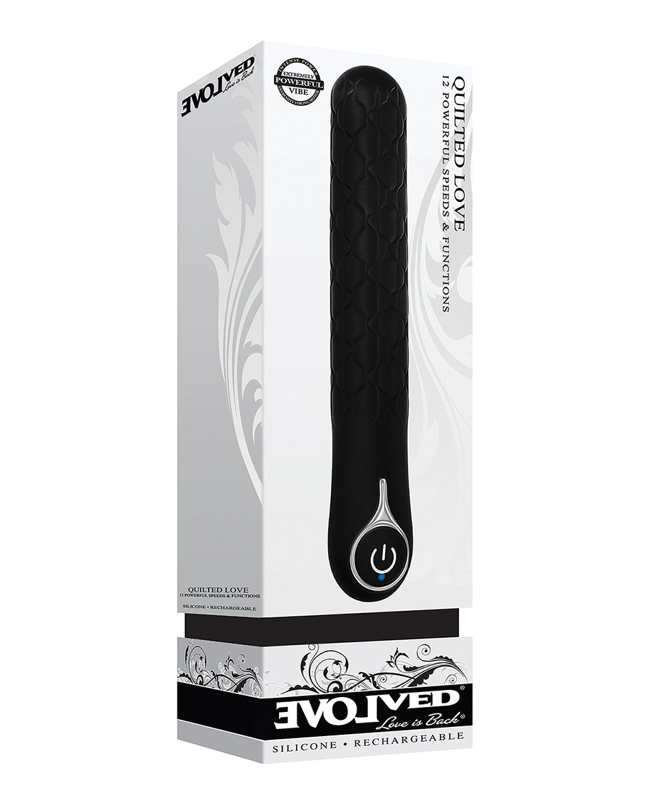 Evolved EN-RS-6429-2 Quilted Love Vibrator, 12 Speeds, Submersible, Black