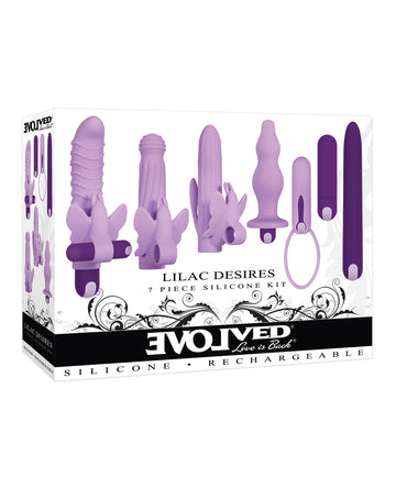 Evolved EN-RS-6443-2 Lilac Desires Vibrator, 7-Pc, 10-Speed, Waterproof