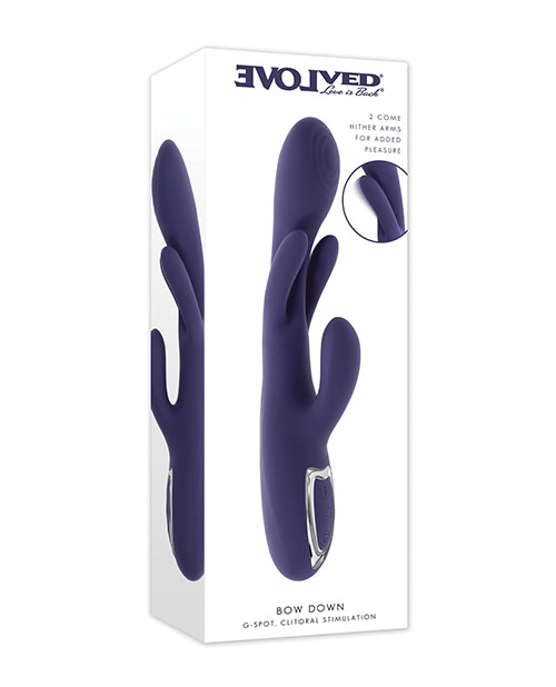Evolved EN-RS-6985-2 Bow Down Vibrator, Purple Silicone Dual-Arm
