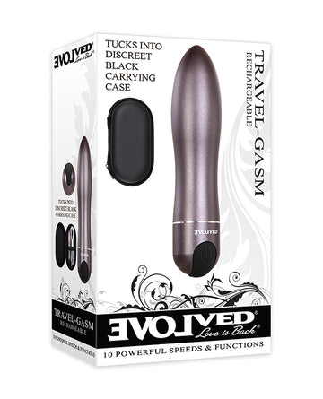 Evolved Travel-Gasm Bullet Vibrator, 10-Speed Rechargeable – Gunmetal Grey