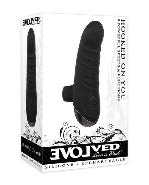 Evolved EN-RS-8720-2 Hooked on You Finger Vibrator, 8-Speed Black