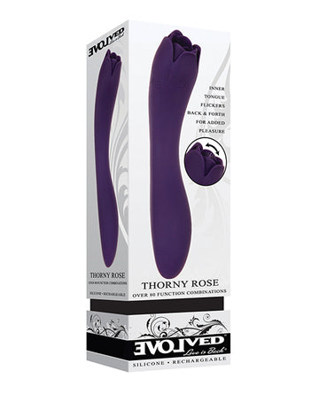 Evolved EN-RS-9208-2 Thorny Rose Dual End Massager, Purple, 7.75"