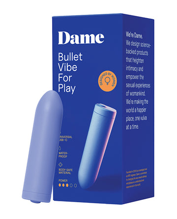 Dame ZEE-PW Bullet Vibrator, 3 Speeds, Periwinkle, Rechargeable