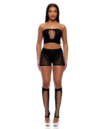 Forplay Inc. 775179 PLUS Bodystocking Set, 3-Piece, Black