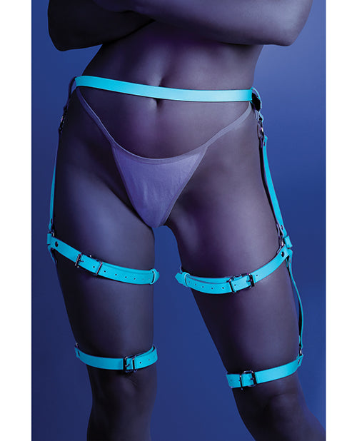 Fantasy Lingerie GL2115 BLU O/S Glow in the Dark Leg Harness, Light Blue