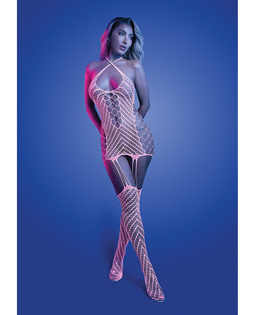 Fantasy Lingerie GL2550-OS-B Metamorphic Glow-in-the-Dark Bodystocking Dress